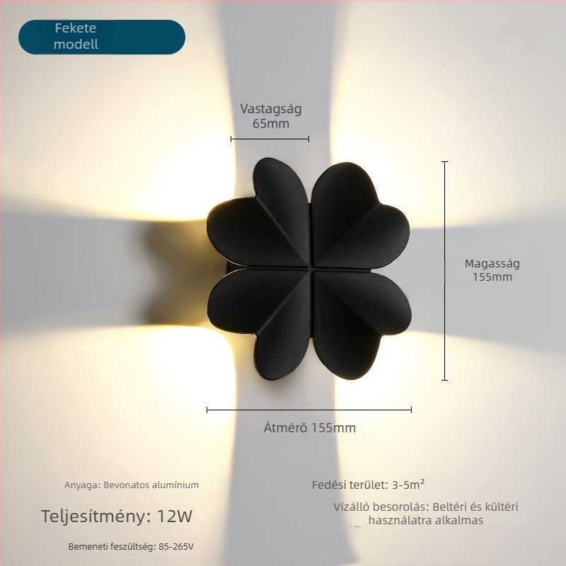 Skandináv modern minimalista külső falikar erkélyre, vízálló, négylevelű lóhere alakú falikar a folyosóra