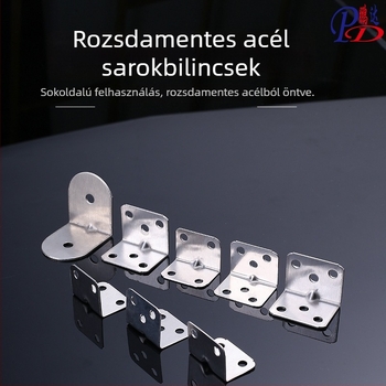 Rozsdamentes acélból készült 90°-os sarokvas, vastagított szögvas bútorokhoz