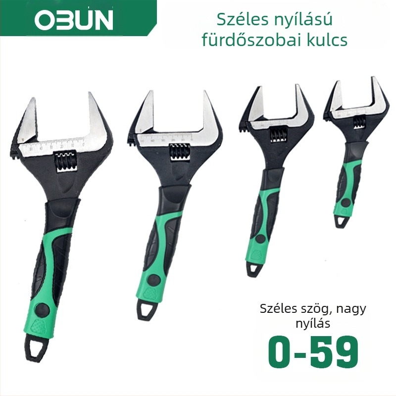 Rövid markolatú állítható csavarkulcs nagy nyílással, 6/8/10 hüvelyk, vízvezeték- és mosogató-fürdőszobai szereléshez