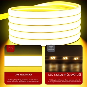 Kültéri COB LED szalag, rugalmas, 220V, vízálló, lineáris kialakítás, 12W