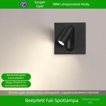 LED falikar hálószobába, 86-os típus, négyszögletes aljzat és kapcsoló, beépített olvasólámpa
