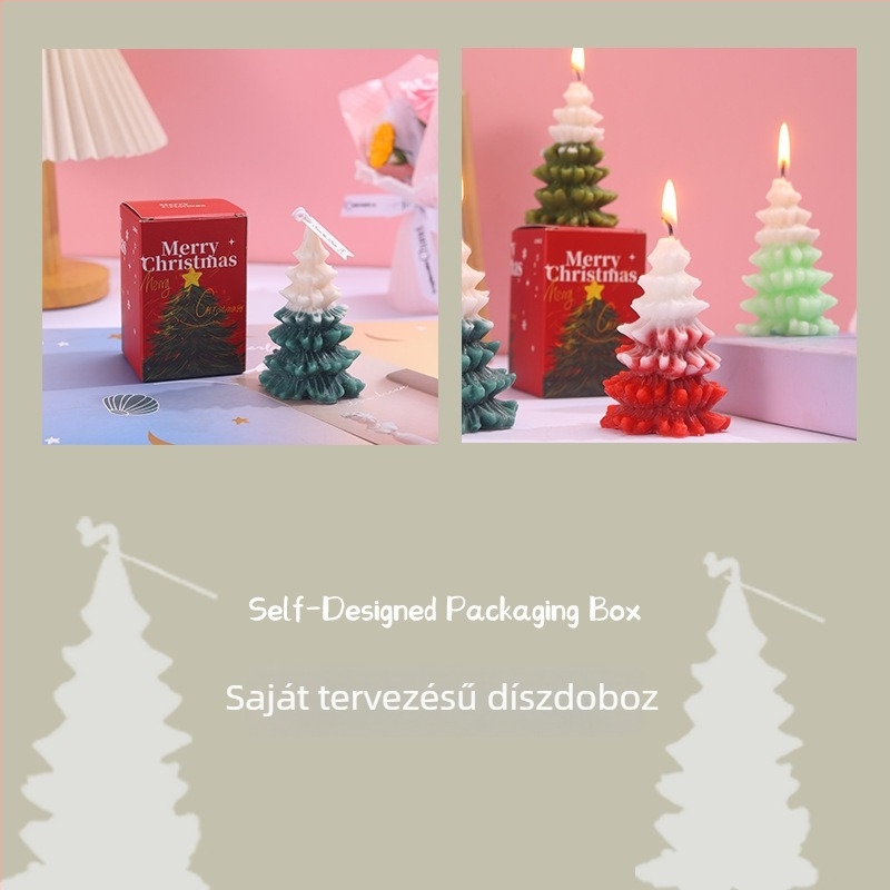 Karácsonyfát formázó illatos gyertya — kreatív ajándék, otthoni dekoráció, születésnapi ajándék