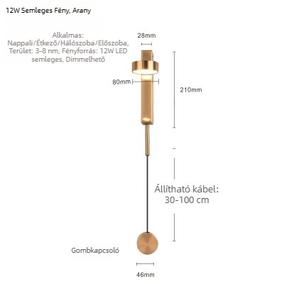 Nordic modern minimalista T alakú falilámpa kapcsolóval és dimmerrel, kreatív retro éjszakai világítás a hálószobába