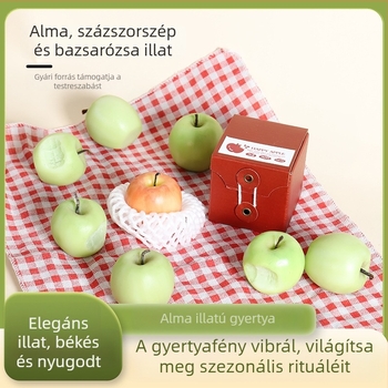 Kézzel festett illatos gyertya almát formázó, dekoratív gyümölcs, születésnapi ajándék