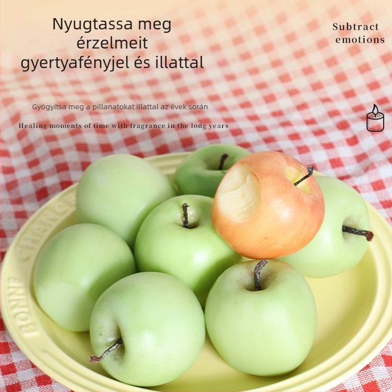 Kézzel festett illatos gyertya almát formázó, dekoratív gyümölcs, születésnapi ajándék