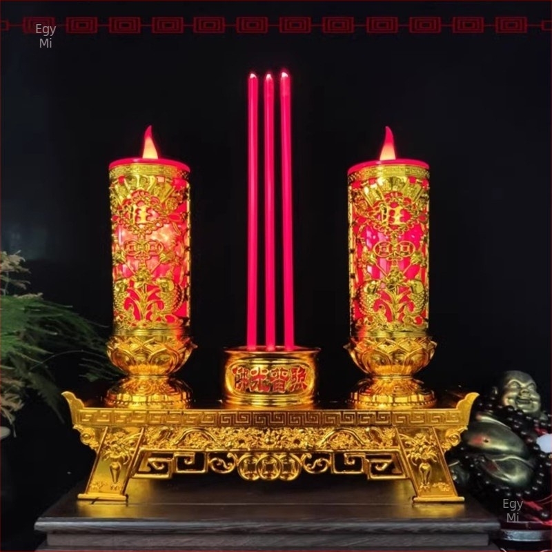 Új LED‑es elektronikus gyertya‑lámpa és füstölő, beépített otthoni Buddha‑oltárhoz, szív alakú, lengő lánggal, esküvőkre
