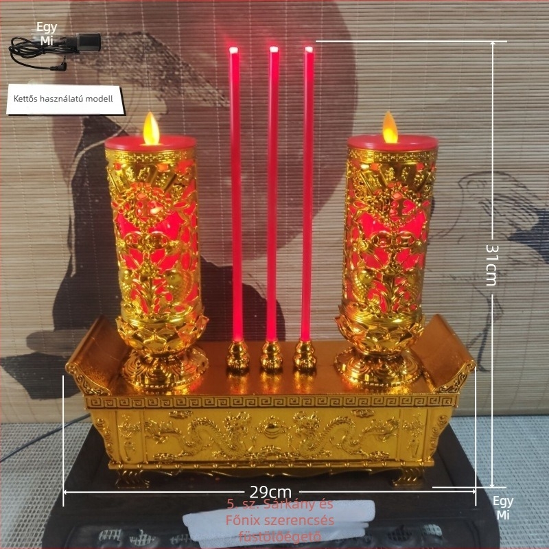 Új LED‑es elektronikus gyertya‑lámpa és füstölő, beépített otthoni Buddha‑oltárhoz, szív alakú, lengő lánggal, esküvőkre