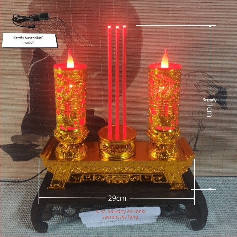 Új LED‑es elektronikus gyertya‑lámpa és füstölő, beépített otthoni Buddha‑oltárhoz, szív alakú, lengő lánggal, esküvőkre
