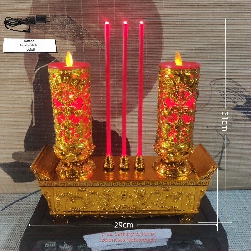 Új LED‑es elektronikus gyertya‑lámpa és füstölő, beépített otthoni Buddha‑oltárhoz, szív alakú, lengő lánggal, esküvőkre