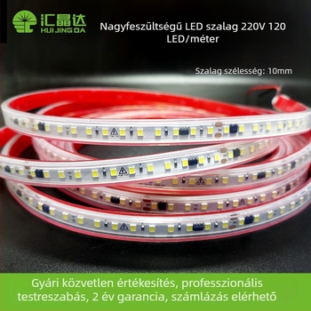 220V monokróm LED-szalag 120 darab 2835 SMD LED-del, beltéri és építészeti világításhoz