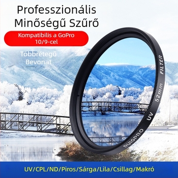 52 mm-es szűrő készlet adapter gyűrűvel GoPro HERO11/10/9-hez: UV, CPL és búvárszűrők