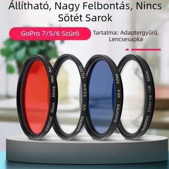 52 mm-es szűrő készlet adapter gyűrűvel GoPro HERO11/10/9-hez: UV, CPL és búvárszűrők