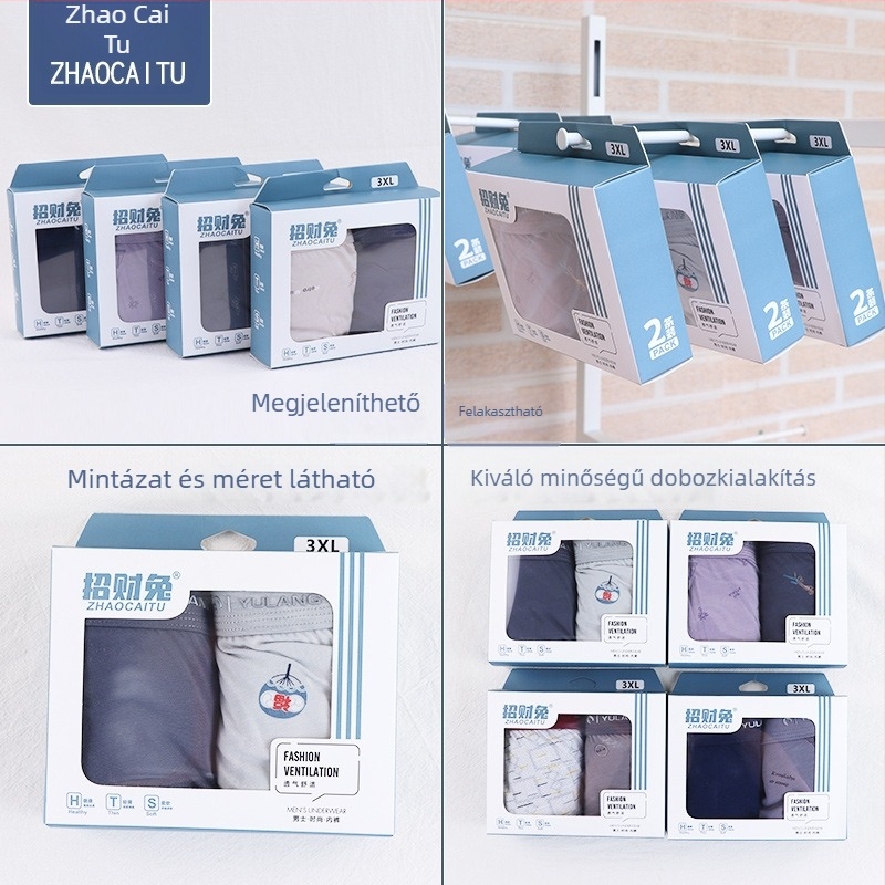 Férfiaknak szánt Modal-pamut boksernadrág, lélegző, középmagas derekú, két darabos csomagolás