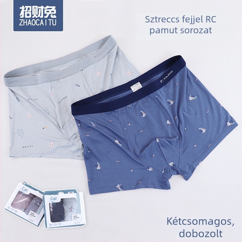 Férfiaknak szánt Modal-pamut boksernadrág, lélegző, középmagas derekú, két darabos csomagolás