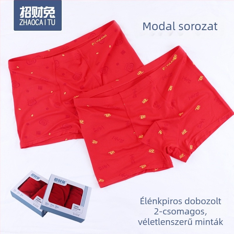 Férfiaknak szánt Modal-pamut boksernadrág, lélegző, középmagas derekú, két darabos csomagolás