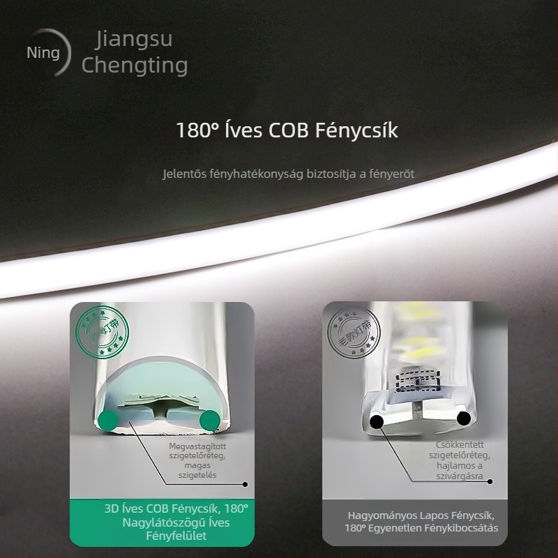 COB LED szalag, háromszínű színváltás, öntapadós, vízálló, 24V, szilikonból készült rugalmas LED-szalag a nappaliba