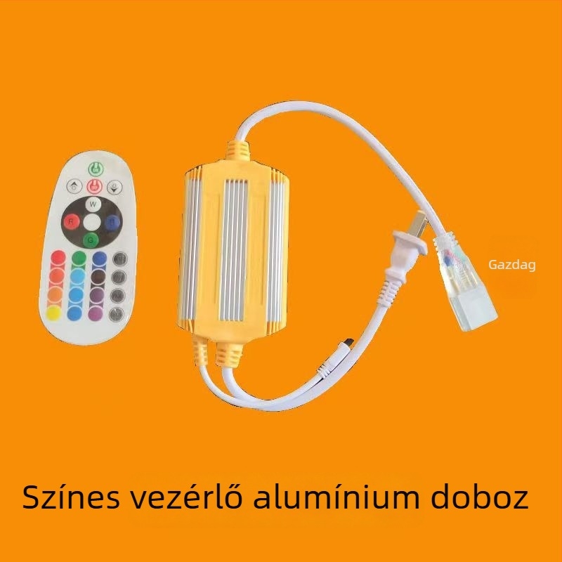 220V RGB LED-szalag 5050 kültéri, IP67 vízálló, távirányítós színváltó világítás reklámprojektekhez