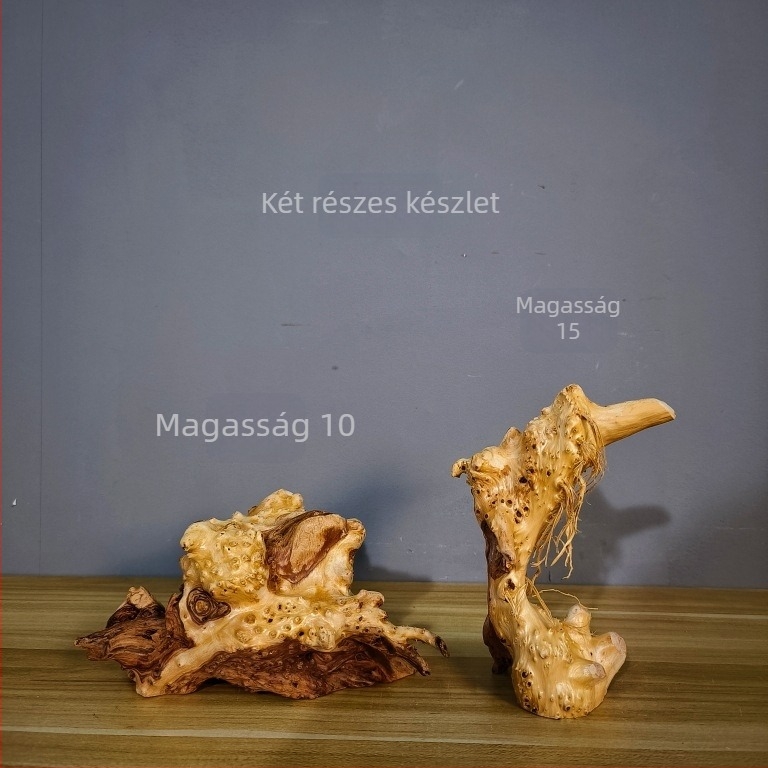 Guanyin és Maitreya gyökérfából faragott fa szobor, természetes forma, öregített anyag