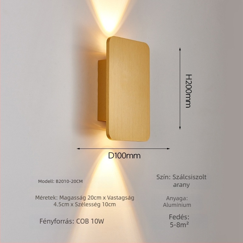 Modern minimál COB LED fali lámpa üveggel és alumínium testtel, hálószoba, hotel, dolgozószoba és folyosó számára.