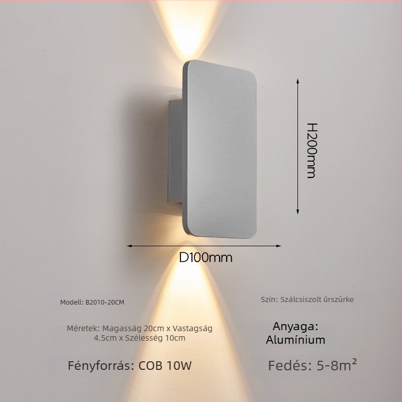Modern minimál COB LED fali lámpa üveggel és alumínium testtel, hálószoba, hotel, dolgozószoba és folyosó számára.