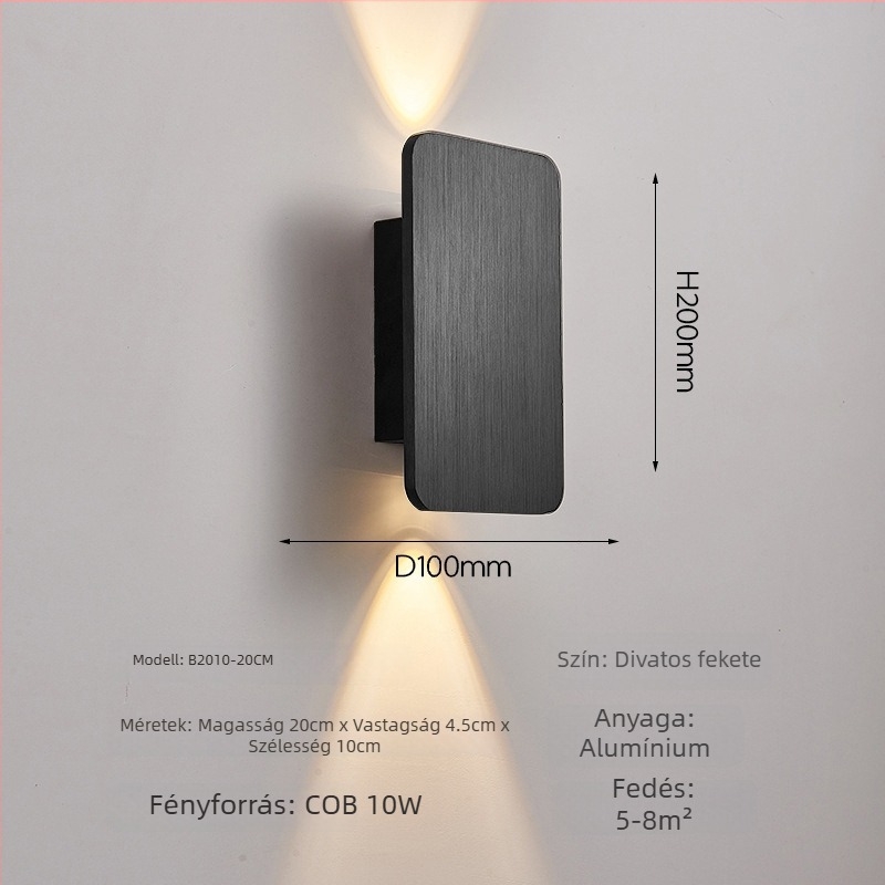 Modern minimál COB LED fali lámpa üveggel és alumínium testtel, hálószoba, hotel, dolgozószoba és folyosó számára.