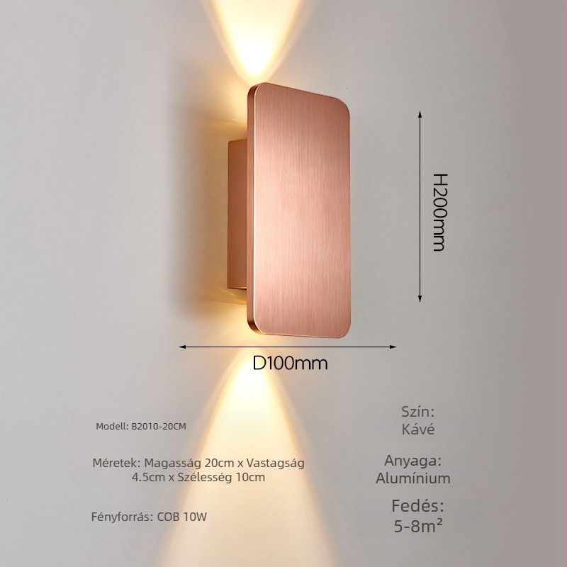 Modern minimál COB LED fali lámpa üveggel és alumínium testtel, hálószoba, hotel, dolgozószoba és folyosó számára.