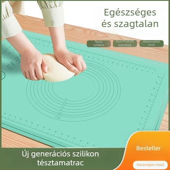 Egyszínű szilikon nyújtó- és dagasztó matrac mérőskálákkal – élelmiszer-minőség, nagy, extra vastag