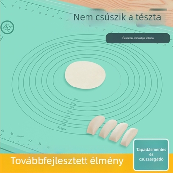 Egyszínű szilikon nyújtó- és dagasztó matrac mérőskálákkal – élelmiszer-minőség, nagy, extra vastag