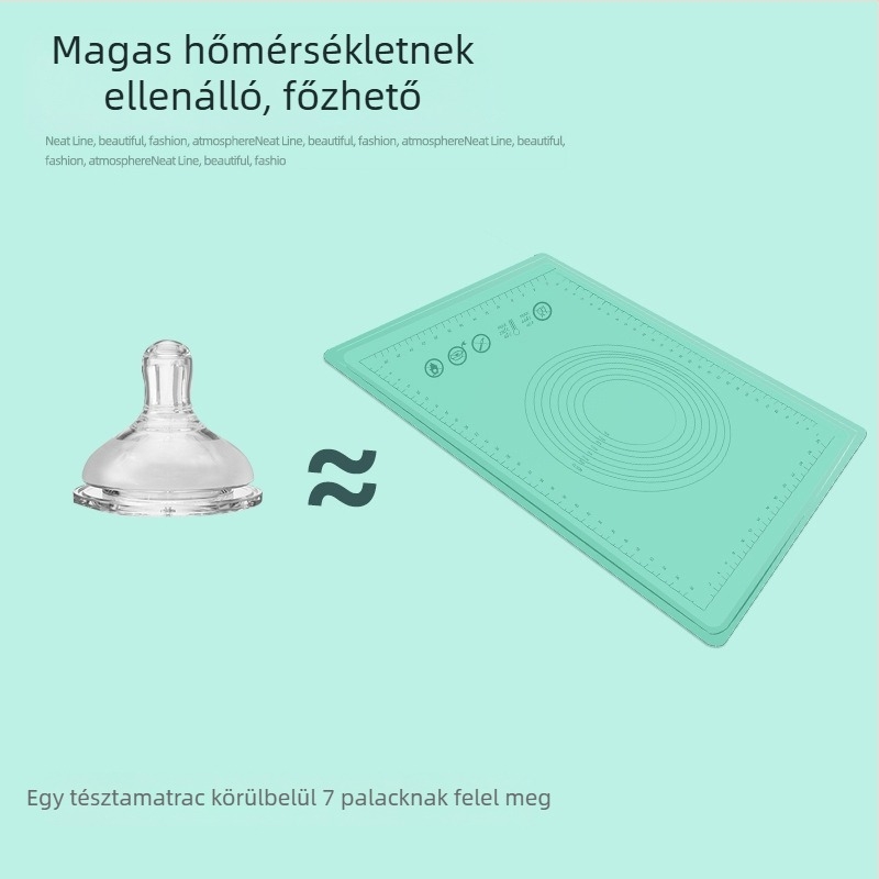 Egyszínű szilikon nyújtó- és dagasztó matrac mérőskálákkal – élelmiszer-minőség, nagy, extra vastag