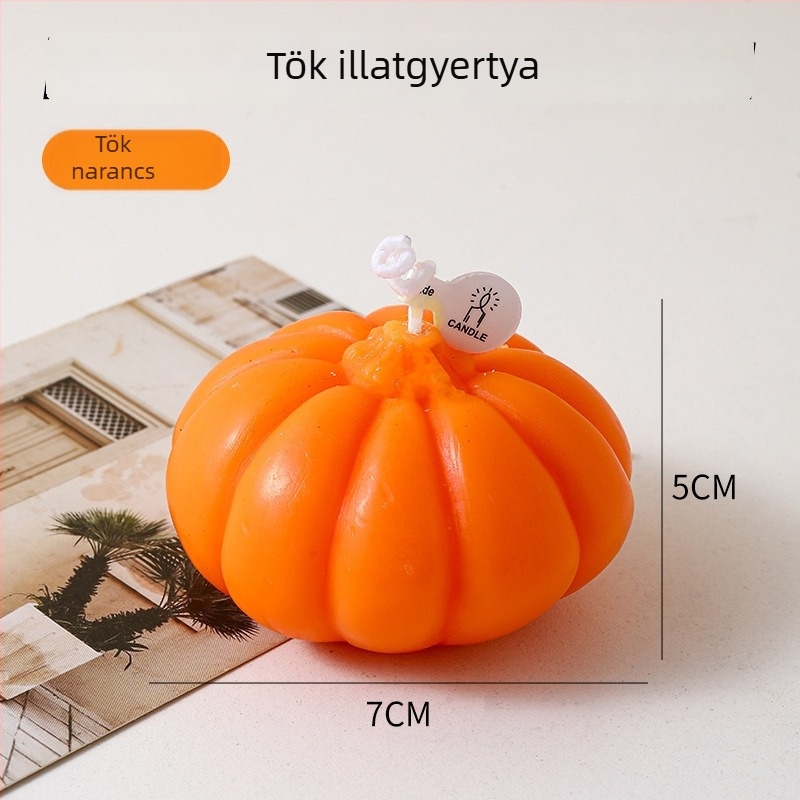 Halloween tök illatú gyertya – kézműves, szója keverék viasz, kerek alakú, születésnapi ajándék