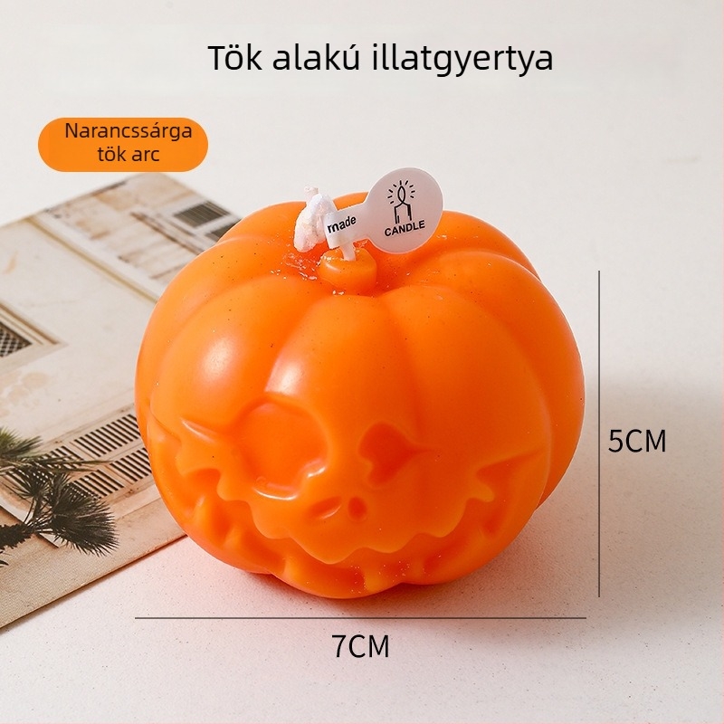 Halloween tök illatú gyertya – kézműves, szója keverék viasz, kerek alakú, születésnapi ajándék