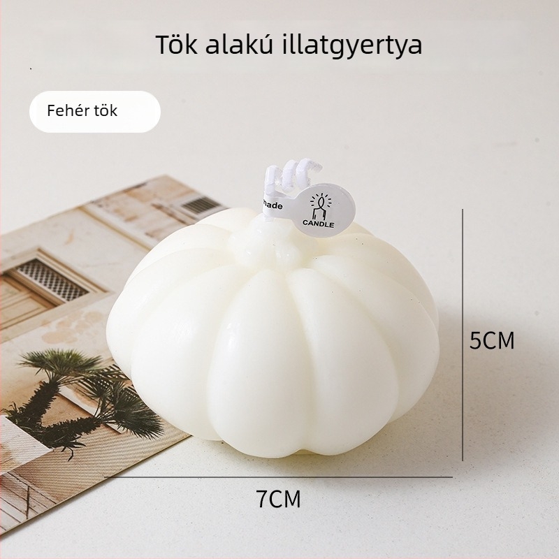 Halloween tök illatú gyertya – kézműves, szója keverék viasz, kerek alakú, születésnapi ajándék