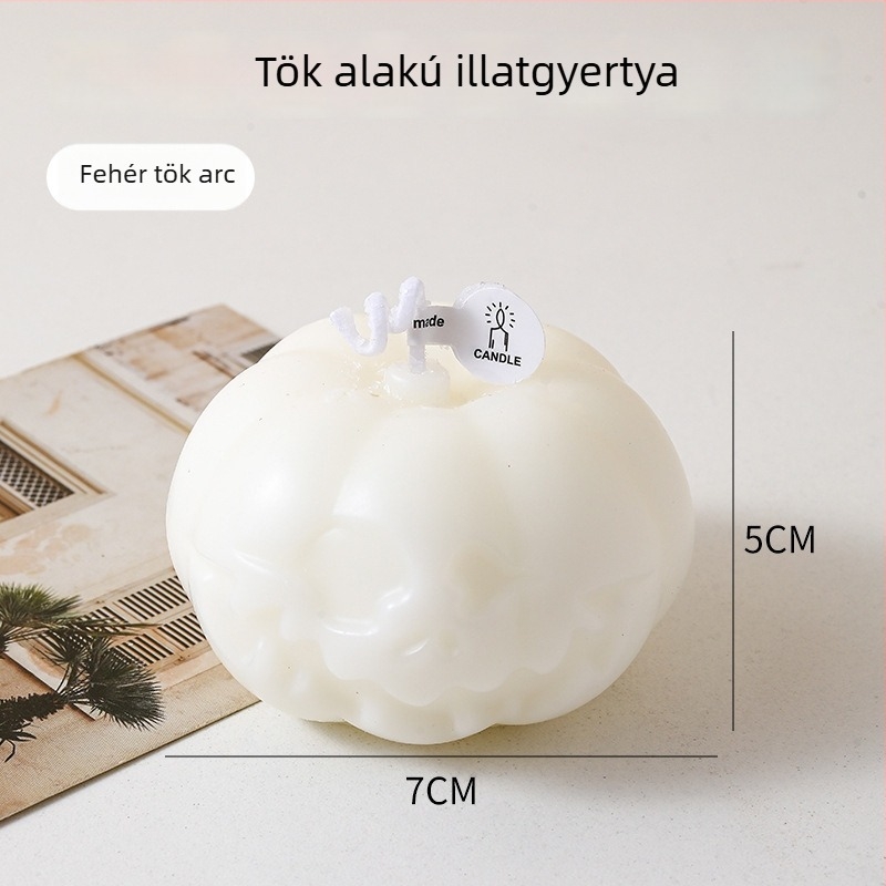 Halloween tök illatú gyertya – kézműves, szója keverék viasz, kerek alakú, születésnapi ajándék