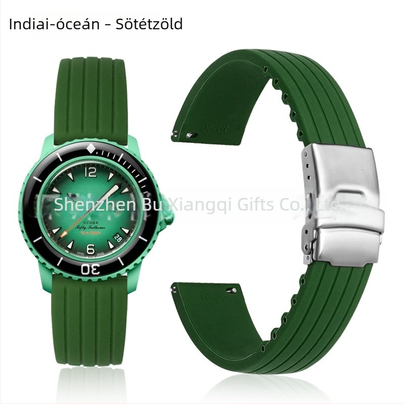 Xiangqi szilikon óraszíj 22 mm Swatch Fifty Fathoms ko-brand Baobao Five Oceans Series mechanikus merülőóra számára