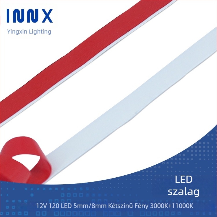 12V-os LED-szalag 120 LED-del, háromszínű dimmelhető világítással, vastagság 5/8 mm, nagy hőmérséklet-tűrés, 12W, alacsony feszültség, szembarát világítás, nem vízálló, ruhásszekrényhez