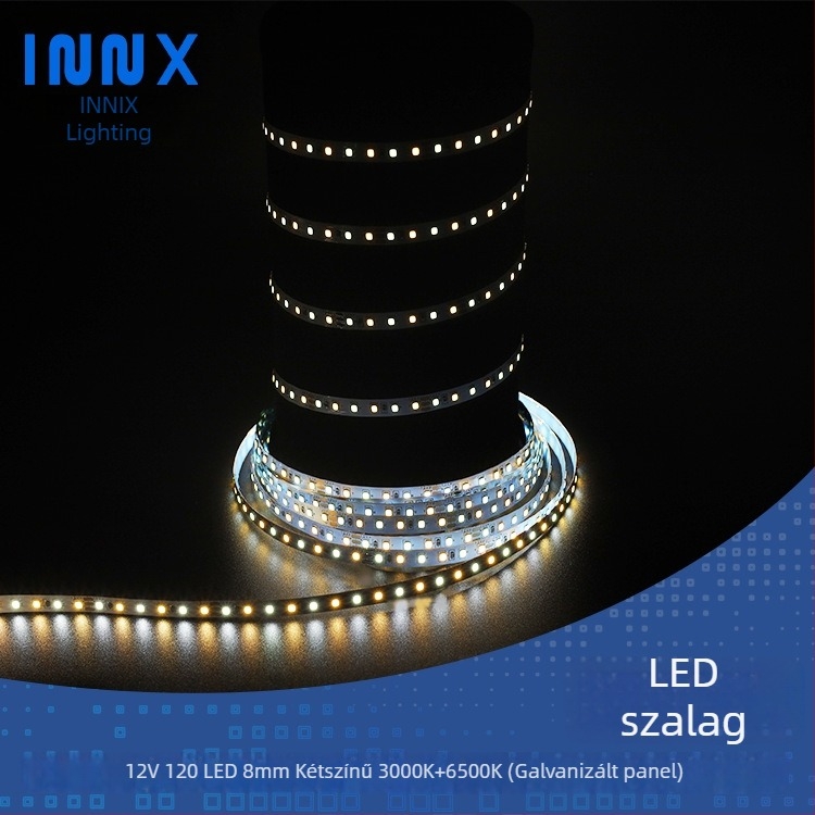12V-os LED-szalag 120 LED-del, háromszínű dimmelhető világítással, vastagság 5/8 mm, nagy hőmérséklet-tűrés, 12W, alacsony feszültség, szembarát világítás, nem vízálló, ruhásszekrényhez