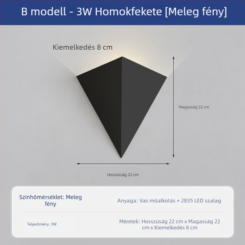 Hálószobai falikar, modern minimalista dizájn, akril árnyékoló, vas test, LED éjjeli fény