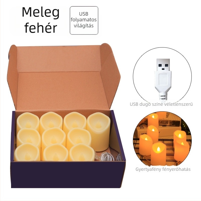 Fénylő gyertyák LED színes fényzsinórokkal, beltéri dekoráció, USB táplálás
