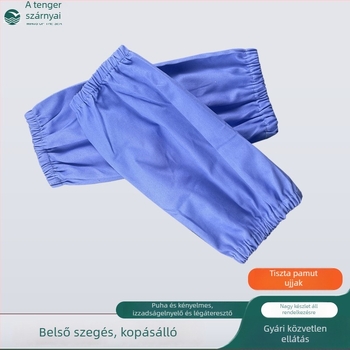 Hosszú pamut védőkarvédők munka közben, fehér, foltálló