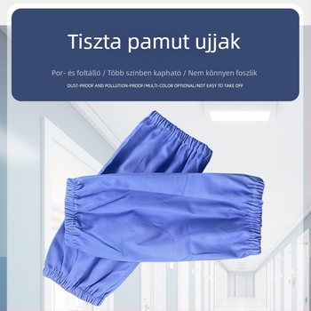 Hosszú pamut védőkarvédők munka közben, fehér, foltálló
