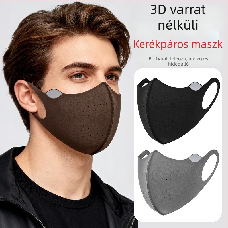 Őszi szélvédett, légáteresztő arcmaszk férfiaknak éjszakai kerékpározáshoz reflex matricákkal, Derong velúr anyag