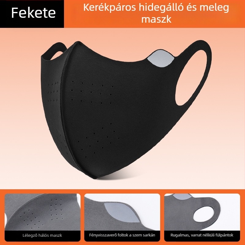 Őszi szélvédett, légáteresztő arcmaszk férfiaknak éjszakai kerékpározáshoz reflex matricákkal, Derong velúr anyag