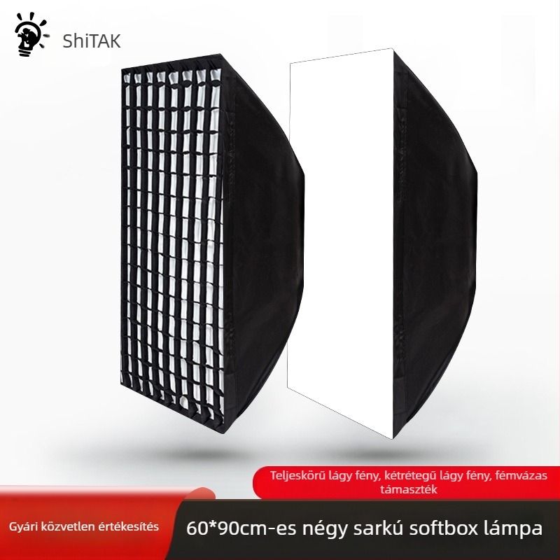 60x90 cm négyszögletes softbox levehető rács és lágy fényvédővel élő adásokhoz