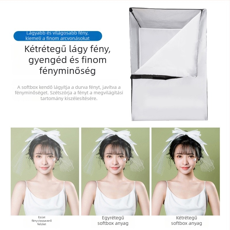 60x90 cm négyszögletes softbox levehető rács és lágy fényvédővel élő adásokhoz