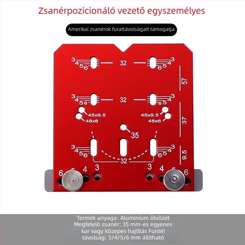 35 mm-es csukló furat-nyitó és pozicionáló eszköz szekrényajtókhoz, farostlemez fúróval