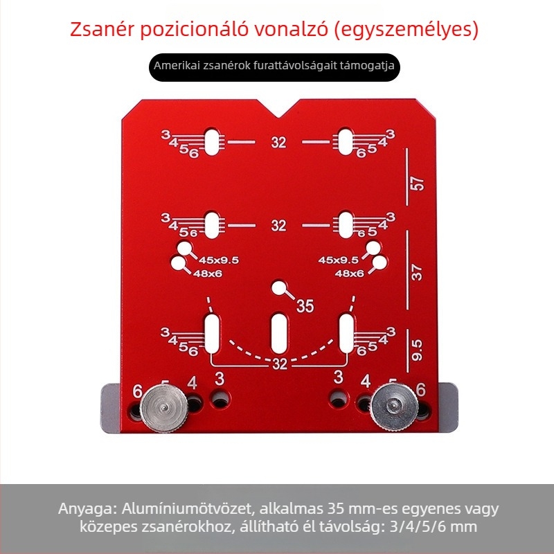 35 mm-es csukló furat-nyitó és pozicionáló eszköz szekrényajtókhoz, farostlemez fúróval