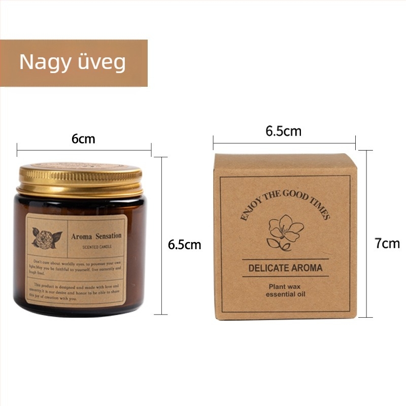Szójaviasz illatos gyertya üveggel, aromaterápiás, kreatív dizájn, környezetbarát