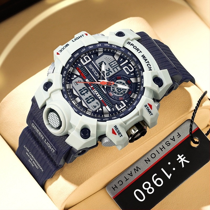 Uniszex diák óra átlátszó szíjjal, vízálló elektronikus, többfunkciós világító ébresztőórával.