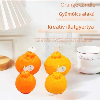 Kézzel készített narancs illatú gyertya, szója viaszból, gyümölcs alakú