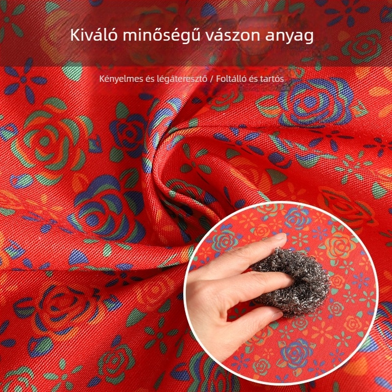 Női vászon kötény a konyhában, hosszú ujjal, folt- és kopásálló, otthoni és munkahelyi használatra, aranyos mintával